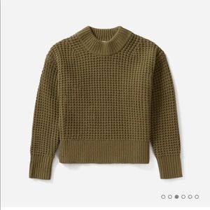 Everlane Wool Cashmere Waffle Square Crew in Olive